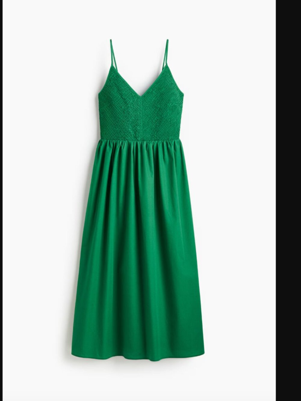 H&M green smocked-bodice cotton dress